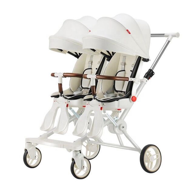 Poussette Double pour Bébés, Inclinable & Réglable, Capotes Résistantes aux UV, Stabilité à 4 Roues, Légère pour Jumeaux - Poussettes pour Bébés