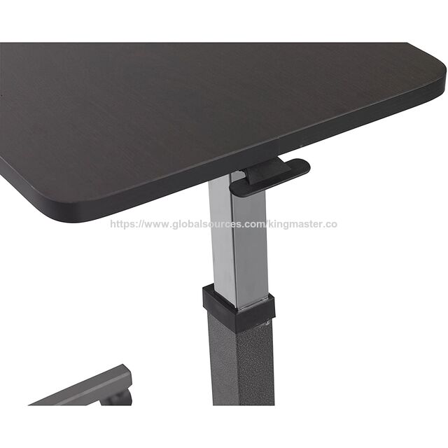 Meja Laptop Mobile Duduk yang Dapat Disesuaikan Ketinggiannya Klasik, Meja Ergonomis, Datar (60cm), Hitam Legam