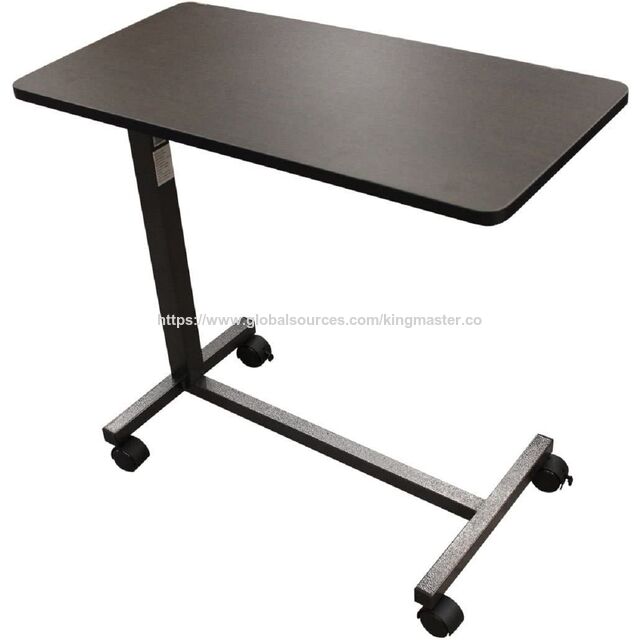Meja Laptop Mobile Duduk yang Dapat Disesuaikan Ketinggiannya Klasik, Meja Ergonomis, Datar (60cm), Hitam Legam