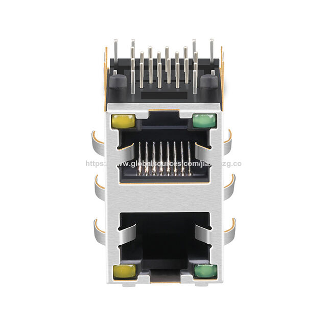 JIAXUN 0879-2C1R-54 Conector RJ45 PCB Chapado en Oro 8P8C con Componentes Magnéticos Integrados 1000 Base-T