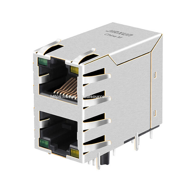 JIAXUN 0879-2C1R-54 Conector RJ45 PCB Chapado en Oro 8P8C con Componentes Magnéticos Integrados 1000 Base-T