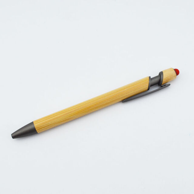 Caneta Promocional Ecológica de Madeira com Toque de Bambu, Caneta Esferográfica com Caneta Stylus e Impressão de Logotipo Personalizado