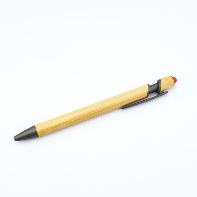 Caneta Promocional Ecológica de Madeira com Toque de Bambu, Caneta Esferográfica com Caneta Stylus e Impressão de Logotipo Personalizado