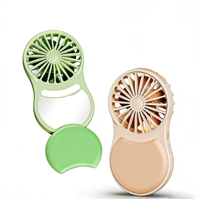 Ventilateur de bureau rechargeable avec miroir, ventilateur à main, miroir de beauté, mini ventilateur de poche portable pour le refroidissement extérieur, cadeau Promate pour l'été