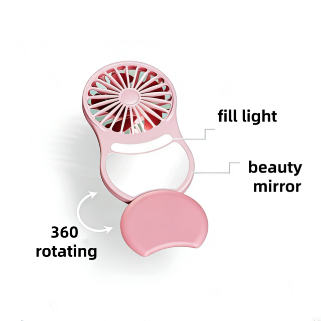 Ventilateur de bureau rechargeable avec miroir, ventilateur à main, miroir de beauté, mini ventilateur de poche portable pour le refroidissement extérieur, cadeau Promate pour l'été