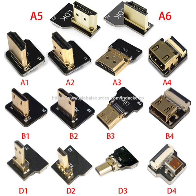 Cable plano flexible HDMI conector FPC de ángulo recto de 90 grados a la izquierda y derecha línea de conexión HDMI macho a macho conector de alta definición