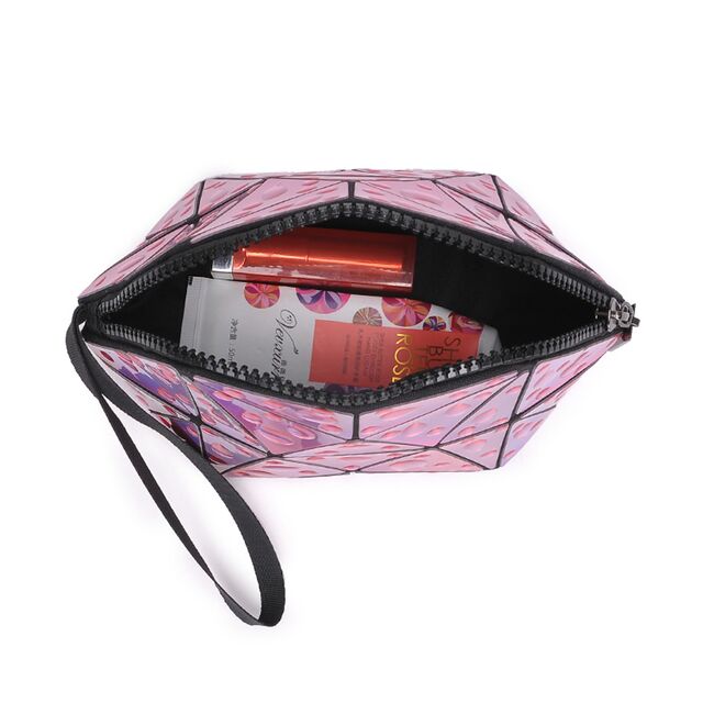 Kosmetiktasche mit Rautenmuster, PU-Make-up-Tasche, faltbare PU-Make-up-Tasche, tragbare Kosmetiktasche, Hersteller von Make-up-Taschen
