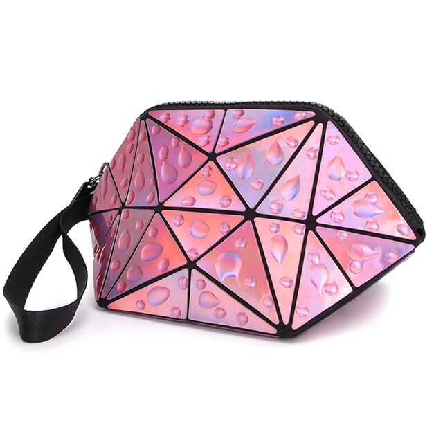 Kosmetiktasche mit Rautenmuster, PU-Make-up-Tasche, faltbare PU-Make-up-Tasche, tragbare Kosmetiktasche, Hersteller von Make-up-Taschen