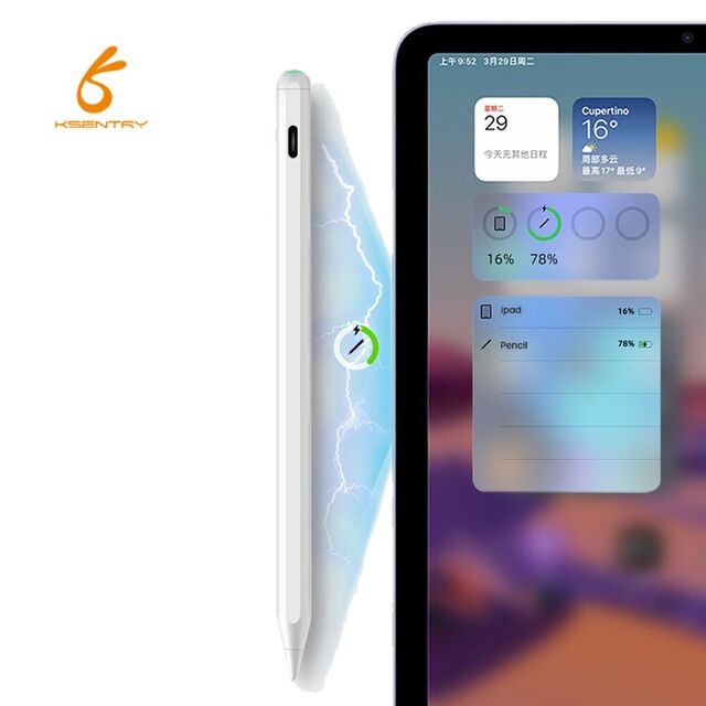 Neigungssensitiver magnetischer aktiver Stift mit austauschbarer POM-Spitze, Handflächenabweisung und kabellosem Laden für iPad, benutzerdefiniertes Logo