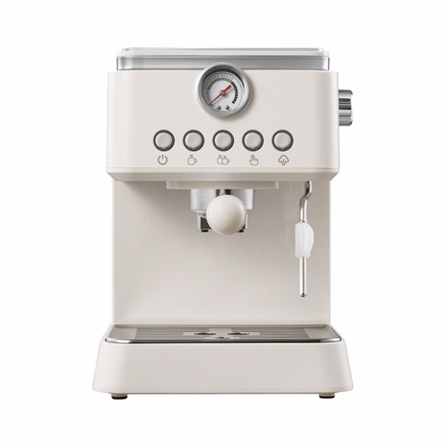 Machine à café expresso compacte en acier inoxydable avec mousseur à vapeur et manomètre pour baristas à domicile