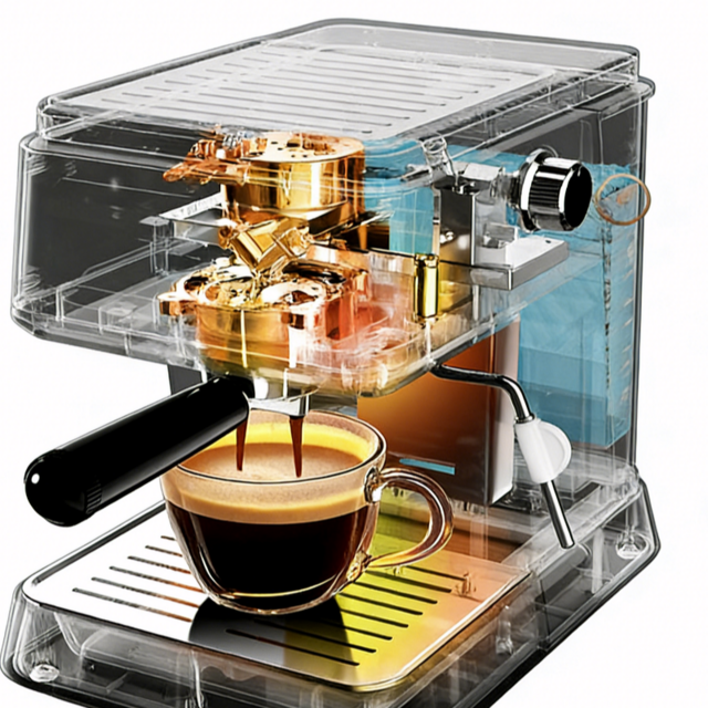 Machine à café expresso compacte en acier inoxydable avec mousseur à vapeur et manomètre pour baristas à domicile