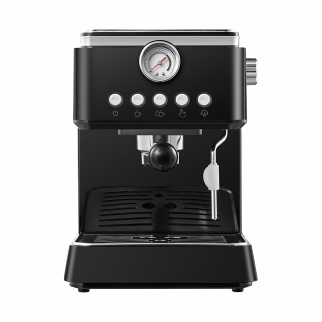 Machine à café expresso compacte en acier inoxydable avec mousseur à vapeur et manomètre pour baristas à domicile