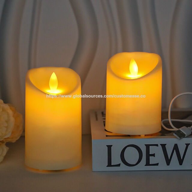 Bougie électronique LED rechargeable par USB, lumière de bougie simulée, bougie décorative pour mariage, maison, club, bougie transfrontalière