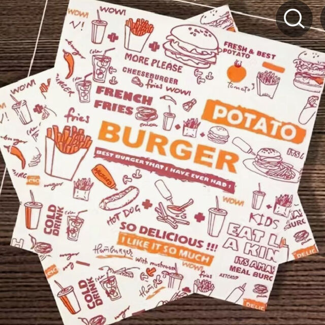 Maßgefertigte, ölbeständige, hochwertige Einweg-Sandwich-Butterpapiere für Hamburger, lebensmittelecht, für die Verpackung von Burger-Sandwiches