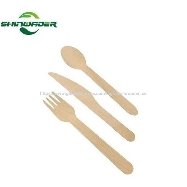 Couverts en Bois de Qualité Alimentaire, Recyclables, Biodégradables et Écologiques, Emballage Personnalisé, Vente Directe d'Usine