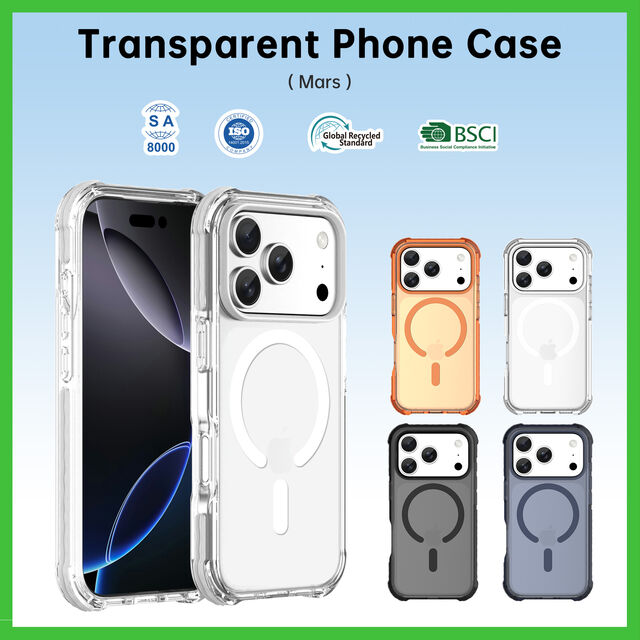 Coque Transparente Anti-Rayures de Qualité Militaire Antichoc avec Chargement sans Fil Magnétique pour iPhone 17 Pro Max - Design Clear Mars 2026
