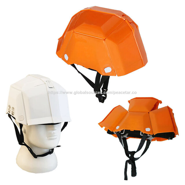 Capacete de segurança dobrável e portátil. Tamanho único para terremotos e instalações públicas em caso de desastre.