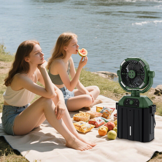 16000mAh 6L Camping-Lüfter mit Wasserbehälter und Sicherheitsverschluss, Outdoor-Lüfter mit extrem langer Akkulaufzeit