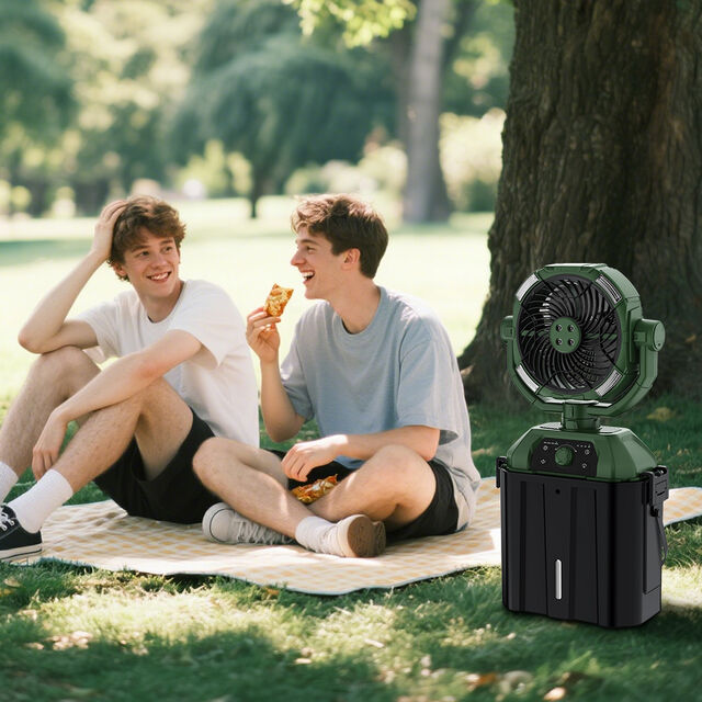 16000mAh 6L Camping-Lüfter mit Wasserbehälter und Sicherheitsverschluss, Outdoor-Lüfter mit extrem langer Akkulaufzeit