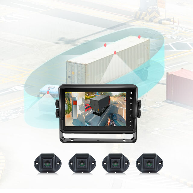 Système de Vue Panoramique 360 3D STONKAM OEM ODM avec 4 Caméras et Moniteur 7 pouces pour Camions, Bus et Véhicules Commerciaux avec BSD