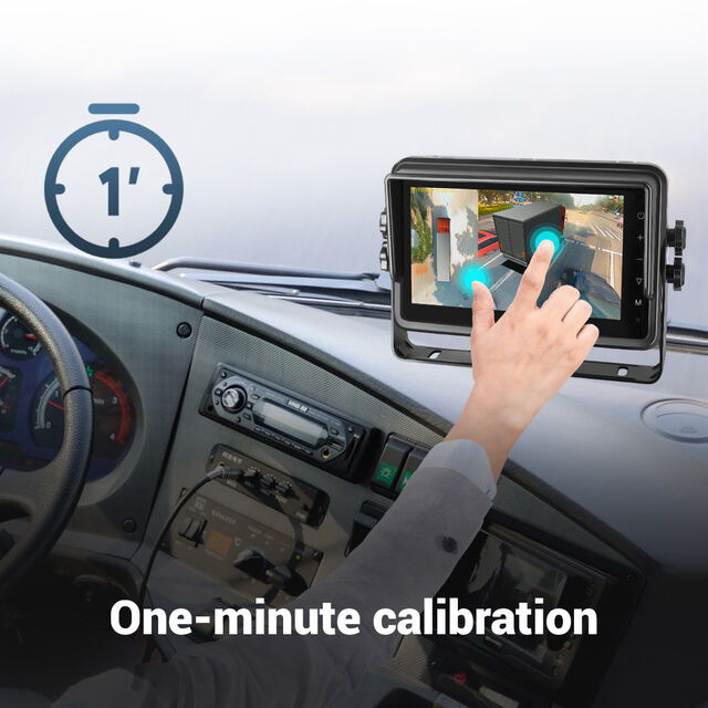 Système de Vue Panoramique 360 3D STONKAM OEM ODM avec 4 Caméras et Moniteur 7 pouces pour Camions, Bus et Véhicules Commerciaux avec BSD