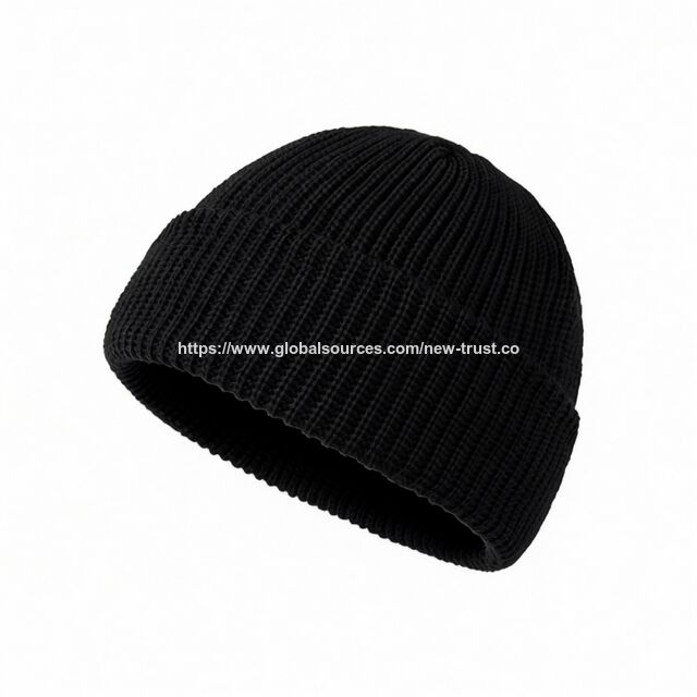 Elegante gorro de punto acanalado y cálido, gorro ajustado con puños para hombres y mujeres, uso diario informal al aire libre en invierno y otoño