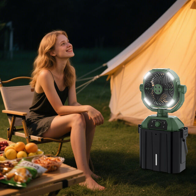 Exklusives Angebot für Händler: Hochleistungs-Campingventilator mit Eimeradapter, sicherer Schnalle, kundenspezifisch für Outdoor-Marken