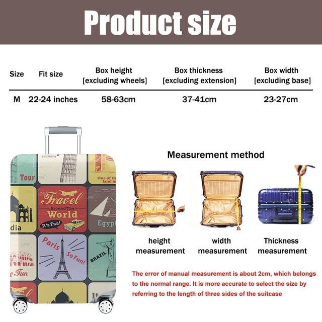 Gepäckhülle, Reisekofferhüllen, elastische Kofferschutzhülle, waschbarer, staubdichter Trolley-Koffer-Protektor passend für 22-24 Zoll