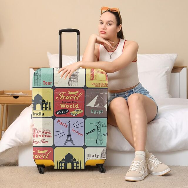 Gepäckhülle, Reisekofferhüllen, elastische Kofferschutzhülle, waschbarer, staubdichter Trolley-Koffer-Protektor passend für 22-24 Zoll
