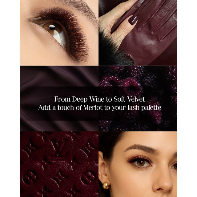 Extensions de Cils Brun Mat Couleur Merlot Baie en Gros, Fibre PBT de Haute Qualité, Cils d'Apparence Naturelle pour Artistes Professionnels