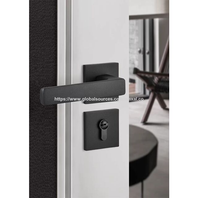 Ensemble de Serrure de Porte de Chambre à Coucher Magnétique Noire Silencieuse, Conception Séparée pour Salle de Bain et Portes Intérieures en Bois