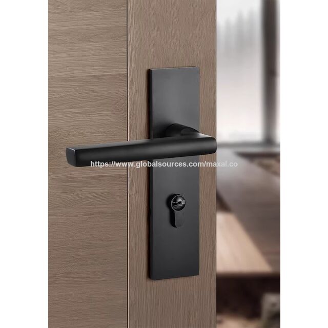 Ensemble de Serrure de Porte de Chambre à Coucher Magnétique Noire Silencieuse, Conception Séparée pour Salle de Bain et Portes Intérieures en Bois