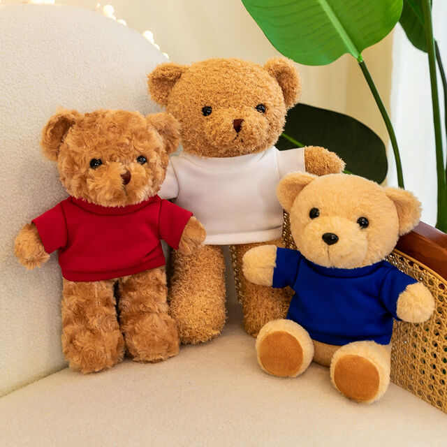 Ours en peluche promotionnel doux en gros avec logo de t-shirt vierge personnalisé - Peluches personnalisables