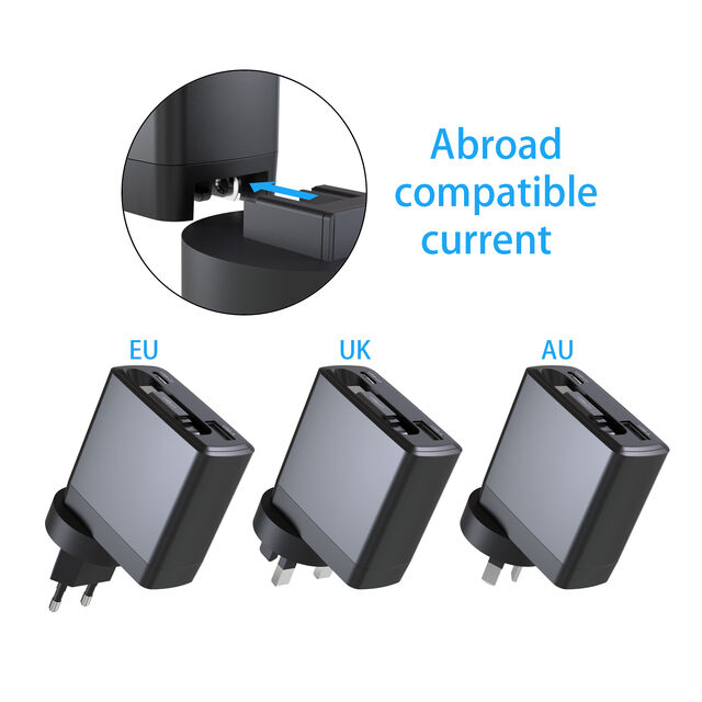 Cargador de pared USB-C PD / GaN de 65W con 1 juego de cable USB-C retráctil + puerto USB-C/USB-A