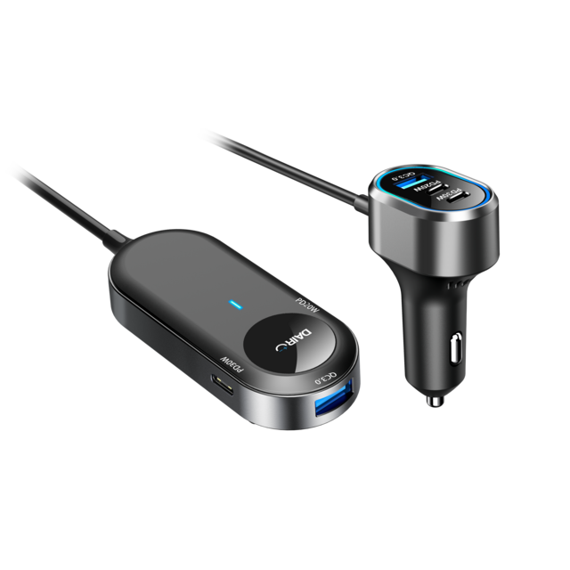 Gaoyi Chargeur Portable pour Véhicule à 5 Ports Avant/Arrière Filaire SCP PD 3.0 OVP, Charge Rapide 133W, Fabrication OEM