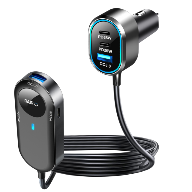 Gaoyi Chargeur Portable pour Véhicule à 5 Ports Avant/Arrière Filaire SCP PD 3.0 OVP, Charge Rapide 133W, Fabrication OEM