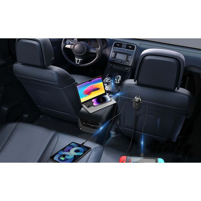 Gaoyi Chargeur Portable pour Véhicule à 5 Ports Avant/Arrière Filaire SCP PD 3.0 OVP, Charge Rapide 133W, Fabrication OEM
