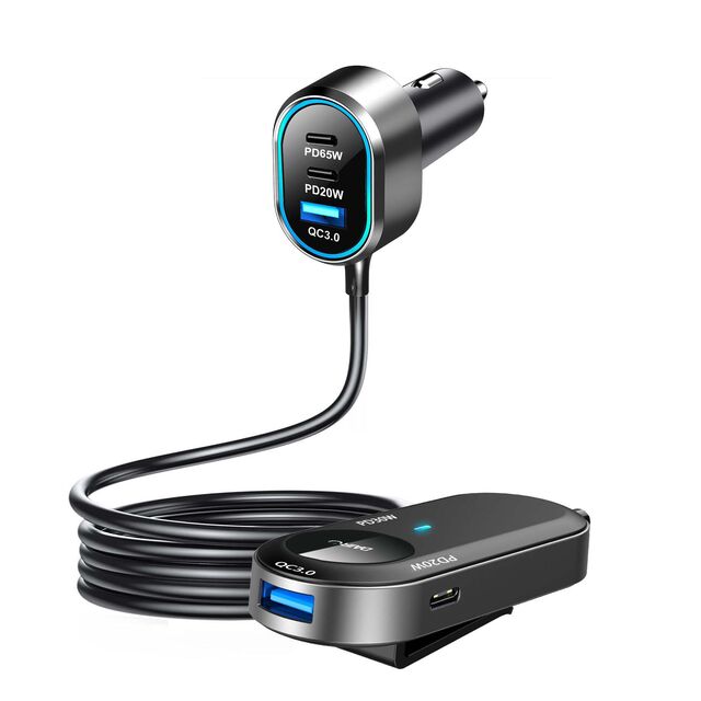 Gaoyi Chargeur Portable pour Véhicule à 5 Ports Avant/Arrière Filaire SCP PD 3.0 OVP, Charge Rapide 133W, Fabrication OEM
