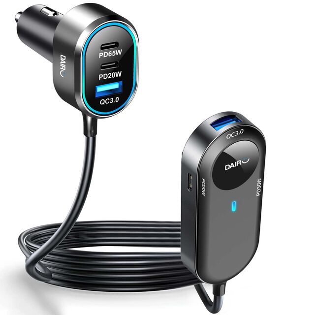 Gaoyi Chargeur Portable pour Véhicule à 5 Ports Avant/Arrière Filaire SCP PD 3.0 OVP, Charge Rapide 133W, Fabrication OEM