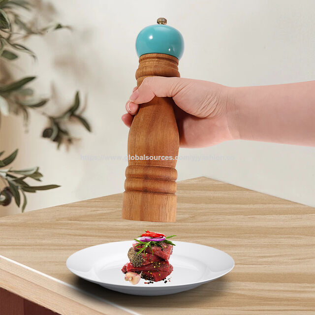 Moinhos de Sal e Pimenta de Madeira de Acácia Personalizados, Conjunto de Moedores de Moagem Manual para Uso na Cozinha
