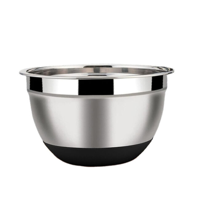 Nova Tigela de Salada com Fundo de Silicone e Tampa, Conjunto de Tigelas para Cozinhar e Assar, Tigela Multiusos de Aço Inoxidável para Bater Ovos