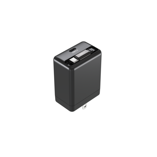 Cargador de pared de 35W con cable USB-C retráctil de 0.7 metros + Puerto USB-C