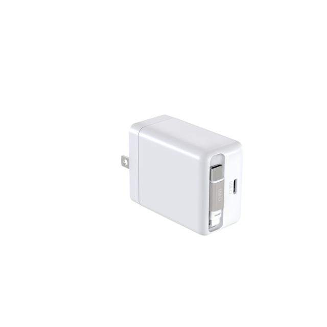 Cargador de pared de 35W con cable USB-C retráctil de 0.7 metros + Puerto USB-C