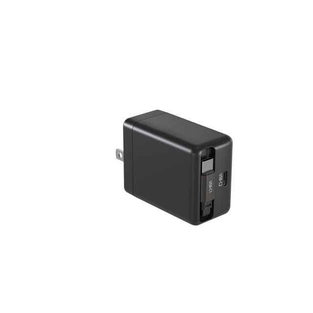 Cargador de pared de 35W con cable USB-C retráctil de 0.7 metros + Puerto USB-C