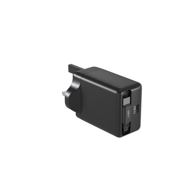 Cargador de pared de 35W con cable USB-C retráctil de 0.7 metros + Puerto USB-C