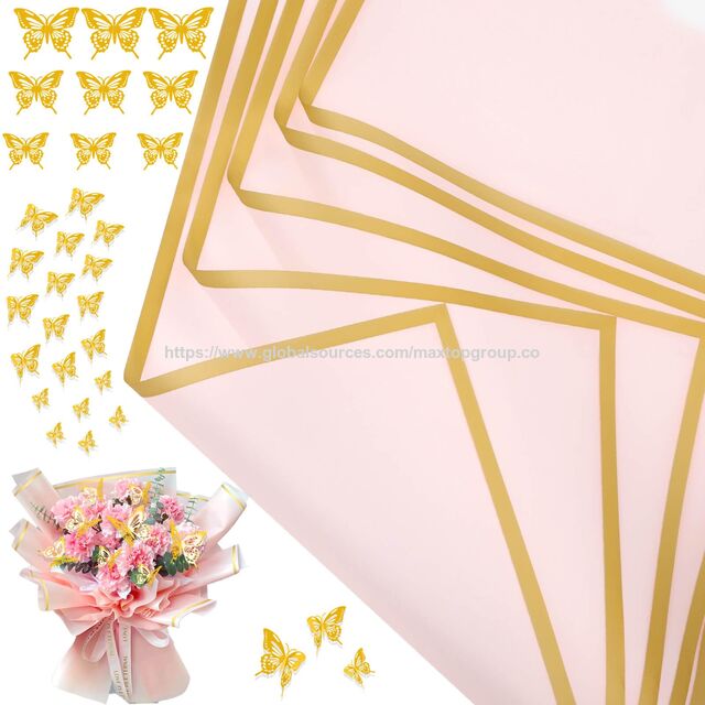 Papel de Embrulho de Flores Impermeável no Atacado, Conjunto de 20 Peças - Padrão Floral para Embalagem de Presente