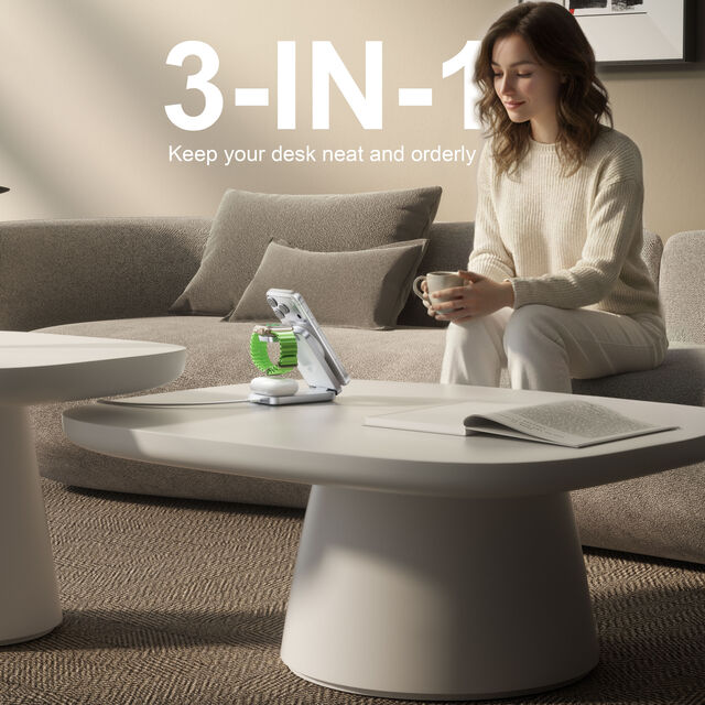 Carregador sem fio Qi2.2 de 25 Watts Recém-Lançado para Celular 3-em-1, Bom para Carregamento Rápido em Casa