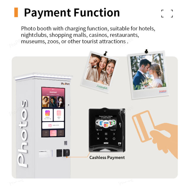 Phoprint Münzbetriebener, kommerzieller, digitaler Sofortbild-Spiegel-Fotoautomat-Kiosk für Geschäftsveranstaltungen