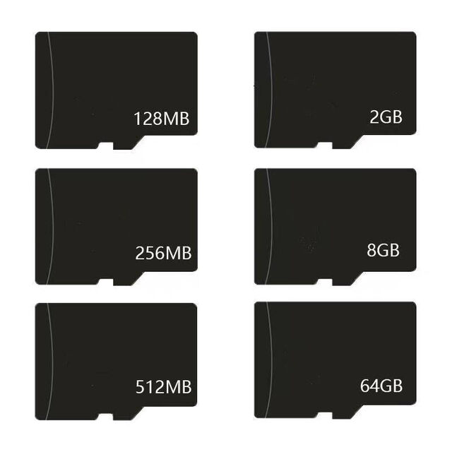 Carte mémoire TF pleine capacité 128MB 256MB 512MB 1GB 2GB 4GB pour appareil photo de téléphone