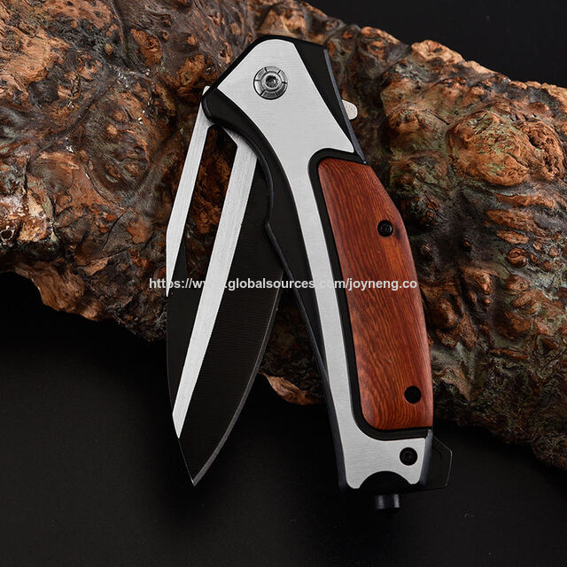 Benutzerdefiniertes Taschenmesser Tragbare Edelstahlklinge Klappmesser mit Holzgriff Camping Survival Messer Stahlklinge OEM Unterstützung